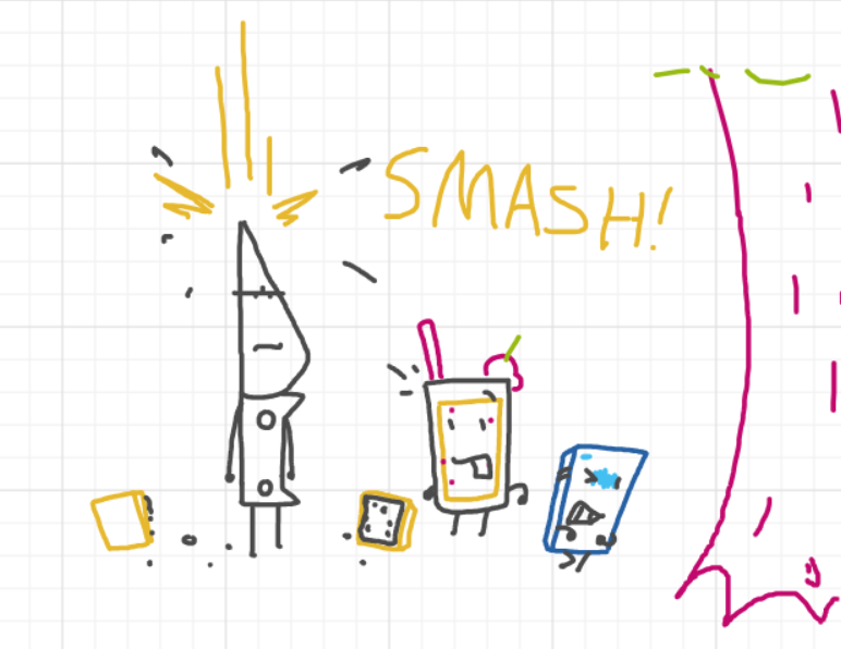 A panel from Running Duos, episode four of the Board Boards object show by Furretwalk/WalkingFurret.